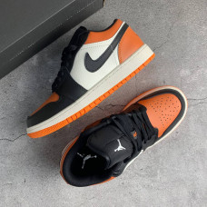 NIKE JORDAN 1 оранжевые с  черным и  белым