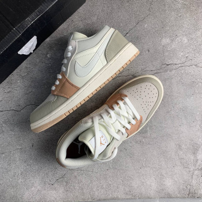 Кроссовки NIKE JORDAN 1 серые с  персиковым и  молочным